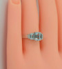 Aquamarine & Diamond Accent Ring 14K WG with Pierced Designs, Size 5.75