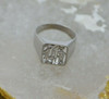 14K White Gold Tested Diamond H Monogram Unisex Ring, Circa 1940, Size 9