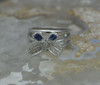 Super Quality 18K WG Diamond & Sapphire Butterfly Ring Size 7.25 Circa 2000