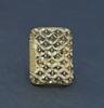 18K YG Lorenzo Ungari Ring Pierced Decoration Bright Cut Quatrefoils Size 6.5