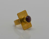 22K YG Handwrought Star Ruby Cabochon Ring Size 4 Circa 1980