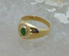 14K Yellow Gold Men's Emerald Diamond Halo Ring Circa 1980, Size 12.25