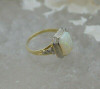 14K Yellow & White Gold Opal Ring, 8 Sided White Gold Top, Circa 1935, Size 5.5