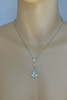 18K White Gold Vintage 10 ct + Aquamarine and Diamond Pendant w/Chain, 1950's