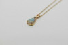 14K Yellow Gold Opal Crystal Teardrop Pendant on Link Chain 15"