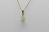 14K Yellow Gold Opal Crystal Teardrop Pendant on Link Chain 15"