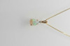 14K Yellow Gold Opal Crystal Teardrop Pendant on Link Chain 15"