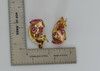 14K Yellow & Pink Gold Ruby and Diamond Ear Clips, Circa 1940's