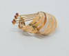 18K Yellow Gold Floral Pin Ruby set, Stylized Design, Circa 1960