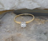 14K Yellow Gold Diamond Solitaire Illusion Mount Ring Circa 1940, Size 7.75