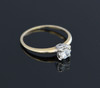 14K Yellow Gold Diamond Solitaire Illusion Mount Ring Circa 1940, Size 7.75