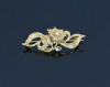 10K Gold Tested Victorian Floral Pin, Pearl set, Circa 1890, Nouveau Style