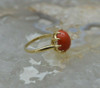 Vintage 10K YG Red Coral Ring High Dome Cabochon Size 6 Circa 1940