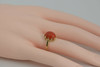 Vintage 10K YG Red Coral Ring High Dome Cabochon Size 6 Circa 1940