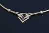 14K Yellow Gold Pink/Red Sapphire and Diamond Collar Necklace, Circa 1990