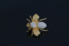 14K Yellow Gold Diamond Bee Pin, Diamond Body and Thorax, Circa 1980