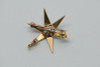 14K Yellow Gold Pearl & Diamond 6 Pointed Star Pin, Pendant Old Mine Cut Center