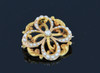 14K Yellow Gold Victorian Seed Pearl Pin Wheel Pin, Circa 1900