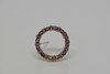 14K Yellow Gold Amethyst and Diamond Circle Pin, Circa 1950