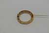 14K Yellow Gold Amethyst and Diamond Circle Pin, Circa 1950