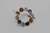 14K Yellow Gold Multicolor Semi Precious Stone Ring Pin, Circa 1950