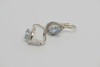 18K White Gold Aquamarine and Diamond Halo French Clip Earrings