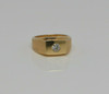 14K YG Diamond Ring Gypsy Set Florentine Finish Deco Style Size 10.25 Circa 1960