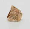Men's 10K YG Native American Feather Bonnet Ring with Ruby Size 8 Circa 1960