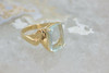 Large 14K Yellow Gold Aquamarine Ring Circa 1990 Size 7.75