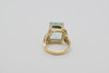 Large 14K Yellow Gold Aquamarine Ring Circa 1990 Size 7.75