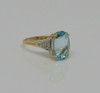 14K YG Blue Topaz Ring 7 ct. Large oval Stone Medium Blue 1970 Size 6.5