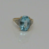 14K YG Blue Topaz Ring 7 ct. Large oval Stone Medium Blue 1970 Size 6.5