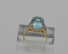 14K YG Blue Topaz Ring 7 ct. Large oval Stone Medium Blue 1970 Size 6.5