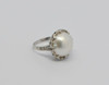 Vintage Platinum Mabe Pearl Ring with Diamond Accent Band Circa 1950, Size