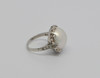 Vintage Platinum Mabe Pearl Ring with Diamond Accent Band Circa 1950, Size