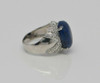 Lapis and Diamond Ring Medium Dome 9K WG Size 7.5