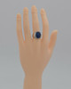 Lapis and Diamond Ring Medium Dome 9K WG Size 7.5