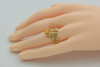Brutalist Design Citrine Ring Orange Yellow Color 14K YG Size 5