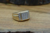 14K Yellow Gold Diamond Pave Ring with Brick Work Sides Size 10 Circa 1980