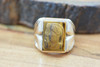 Vintage 10K YG Tiger Eye Cameo Ring Double Roman Soldier Size 9 Circa 1950