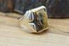 Vintage 10K YG Tiger Eye Cameo Ring Double Roman Soldier Size 9 Circa 1950