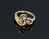 14K Yellow Gold 3 Leaf Diamond Ring in Scrolled Design Circa 1970, Size 5.75