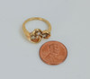 14K Yellow Gold 3 Leaf Diamond Ring in Scrolled Design Circa 1970, Size 5.75