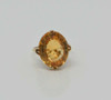 Super 18K Yellow Gold Citrine Solitaire Ring Size 5.5 Circa 1950