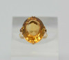 Super 18K Yellow Gold Citrine Solitaire Ring Size 5.5 Circa 1950