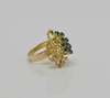 Vintage 14K YG Grape Cluster Ring with Blue Green Sapphire Size 7.25 Circa 1960