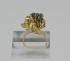 Vintage 14K YG Grape Cluster Ring with Blue Green Sapphire Size 7.25 Circa 1960