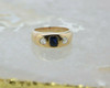 Victorian Period Yellow Gold Men's Sapphire and Rose Cut Diamond Ring Size 7.5