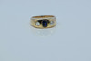 Victorian Period Yellow Gold Men's Sapphire and Rose Cut Diamond Ring Size 7.5