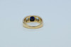 Victorian Period Yellow Gold Men's Sapphire and Rose Cut Diamond Ring Size 7.5